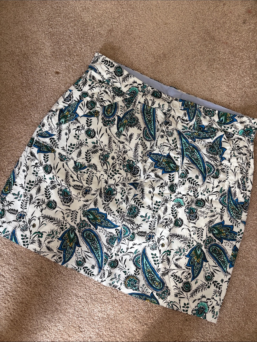 White Floral Paisley skort in Teal and Navy
